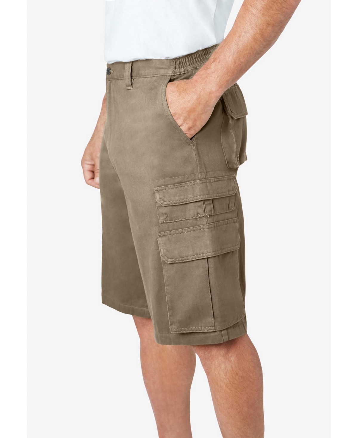 Boulder Creek Big & Tall by KingSize Side-Elastic Stacked Cargo Pocket Shorts