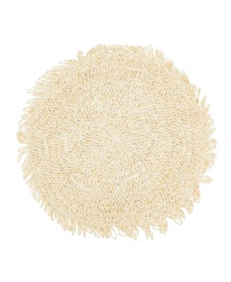 Rustic Raffia Fringe Placemat Set of 4, 14"x14"