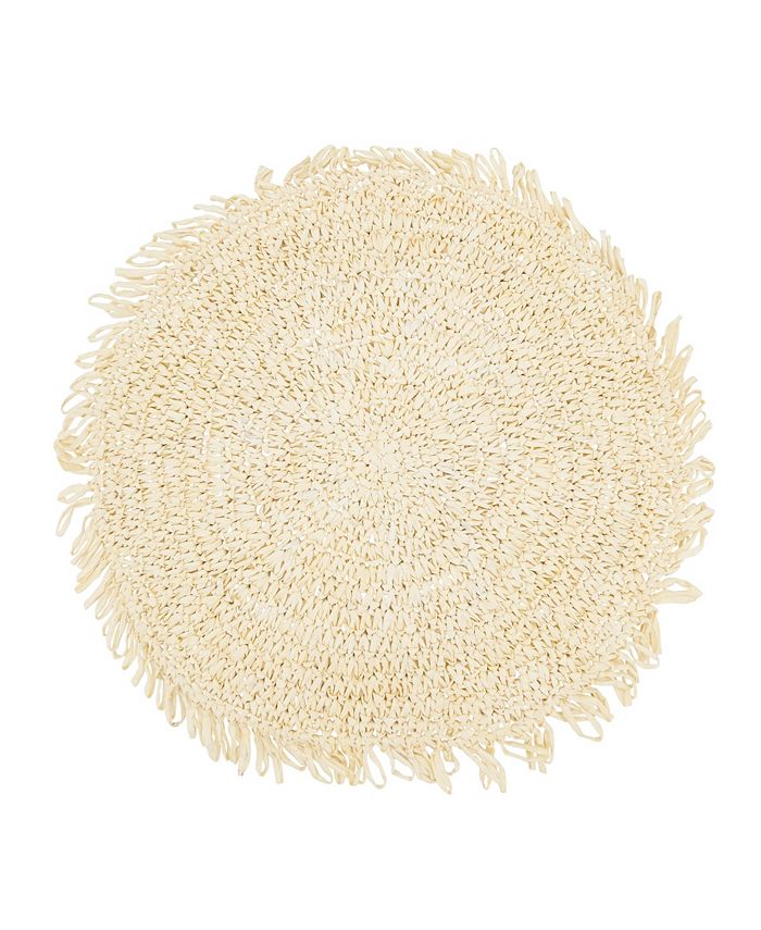 Saro Lifestyle Rustic Raffia Fringe Placemat Set of 4, 14