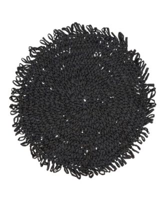 Rustic Raffia Fringe Placemat Set of 4, 14"x14"