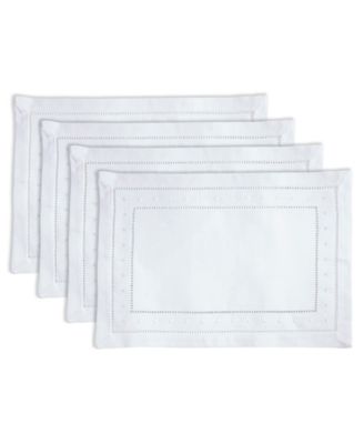 Classic Hemstitch with Embroidered Border Placemat Set of 12, 14"x20"