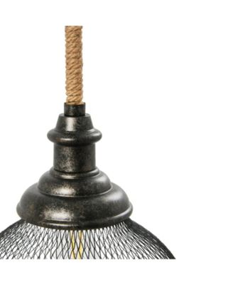 Martha - Woven Metal and Natural Rope Ceiling Light Black