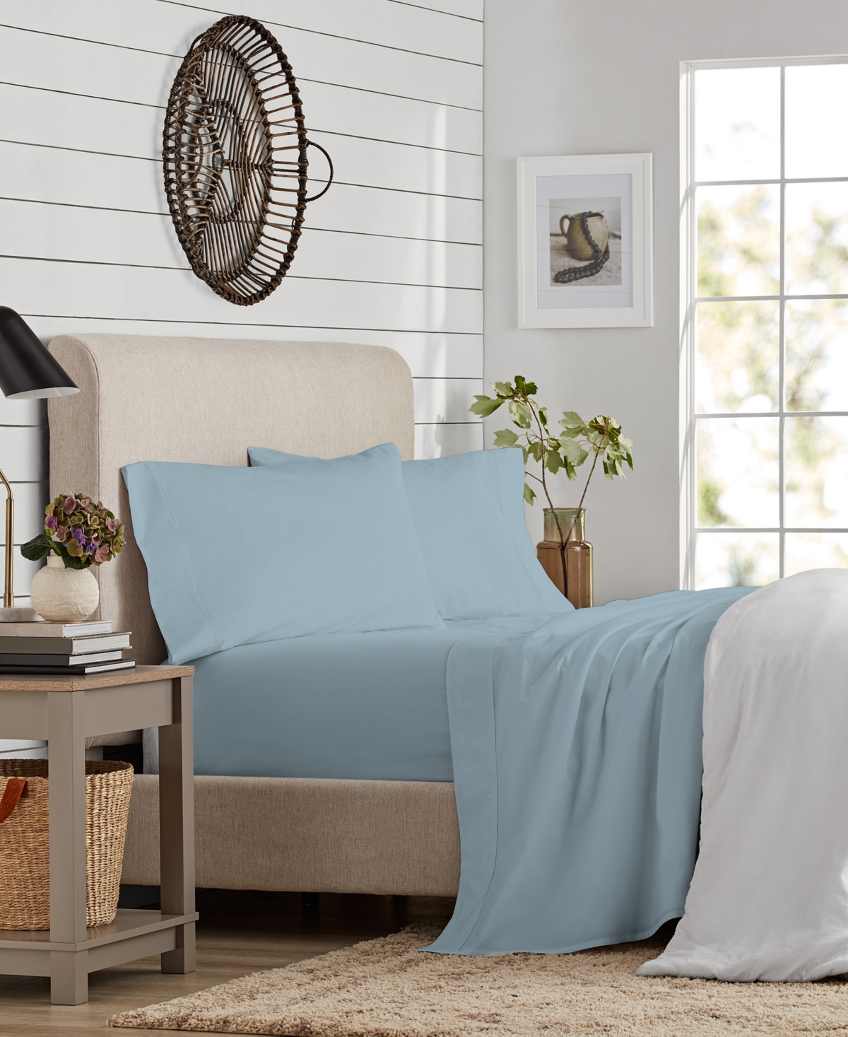 Purity Home 300 Thread Count Brushed Cotton Percale -Pc. Sheet Set