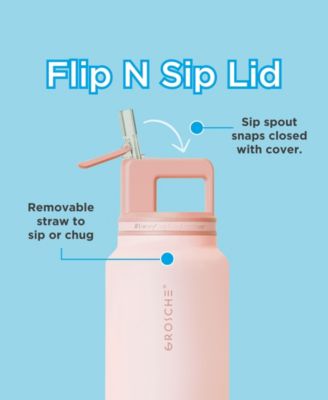Alpine Flip 'N Sip Insulated, Leakproof Water Bottle with Straw, 40 OZ