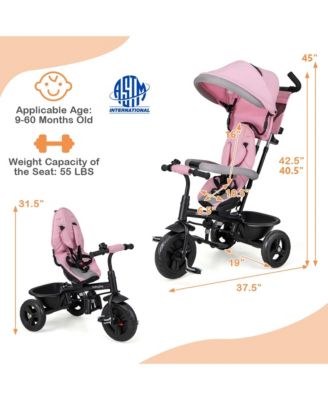 Toddler 4-in-1 Multifunctional Tricycle Trike with Removable Canopy & Push Handle
