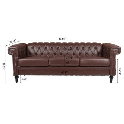  Traditional 83" Square Arm Sofa with Removable Cushions