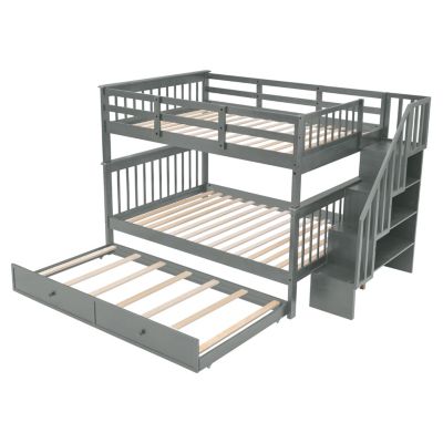 Streamdale Stairway Full-Over-Full Bunk Bed with Trundle & Storage