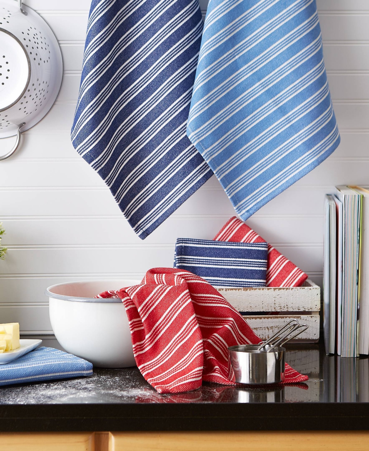 Design Imports Heavy Duty Kitchen Cleaning Collection, Long-lasting Quality, Cotton Dish Towel, 18x28"; Dish Cloth, In Starboard Stripe