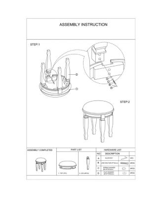 Simplie Fun Bedroom Classic Vanity Set Wooden Carved Mirror Stool Drawers Black Color