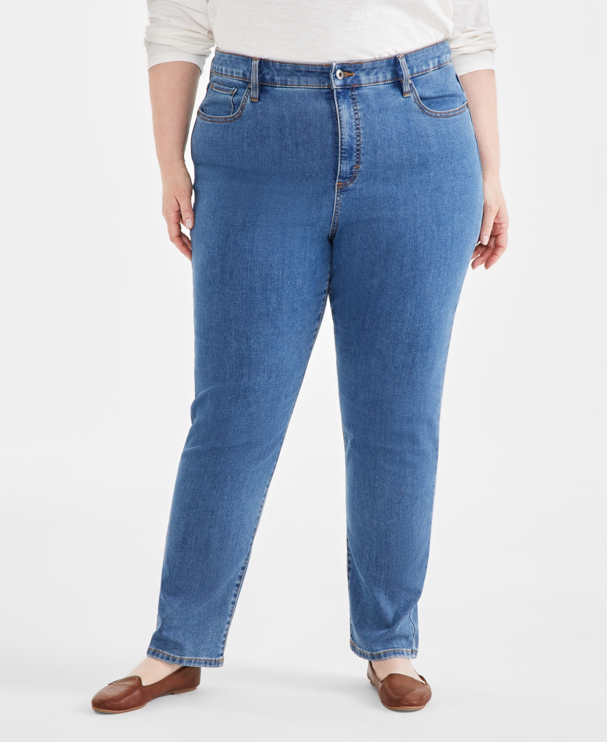 Style & Co Plus Size High-rise Straight-leg Jeans, Exclusively At Macy's In Blue