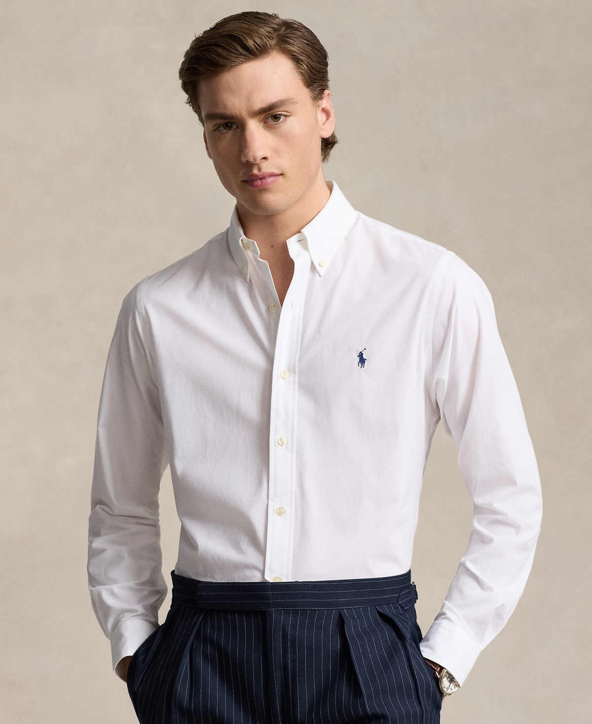 Polo Ralph Lauren Polo Pony Collarless Shirt In White