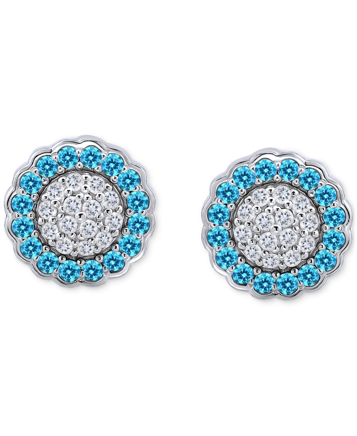 Giani Bernini Blue & White Cubic Zirconia Reverse Halo Stud Earrings, Created For Macy's In Silver