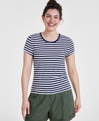 On 34th - Women's Striped Cap-Sleeve T-Shirt