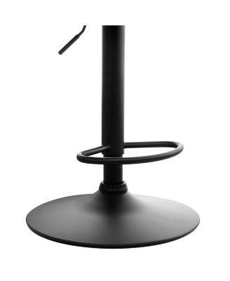 2 Piece Cloth Adjustable Bar Stool Set in Gray with Black Base