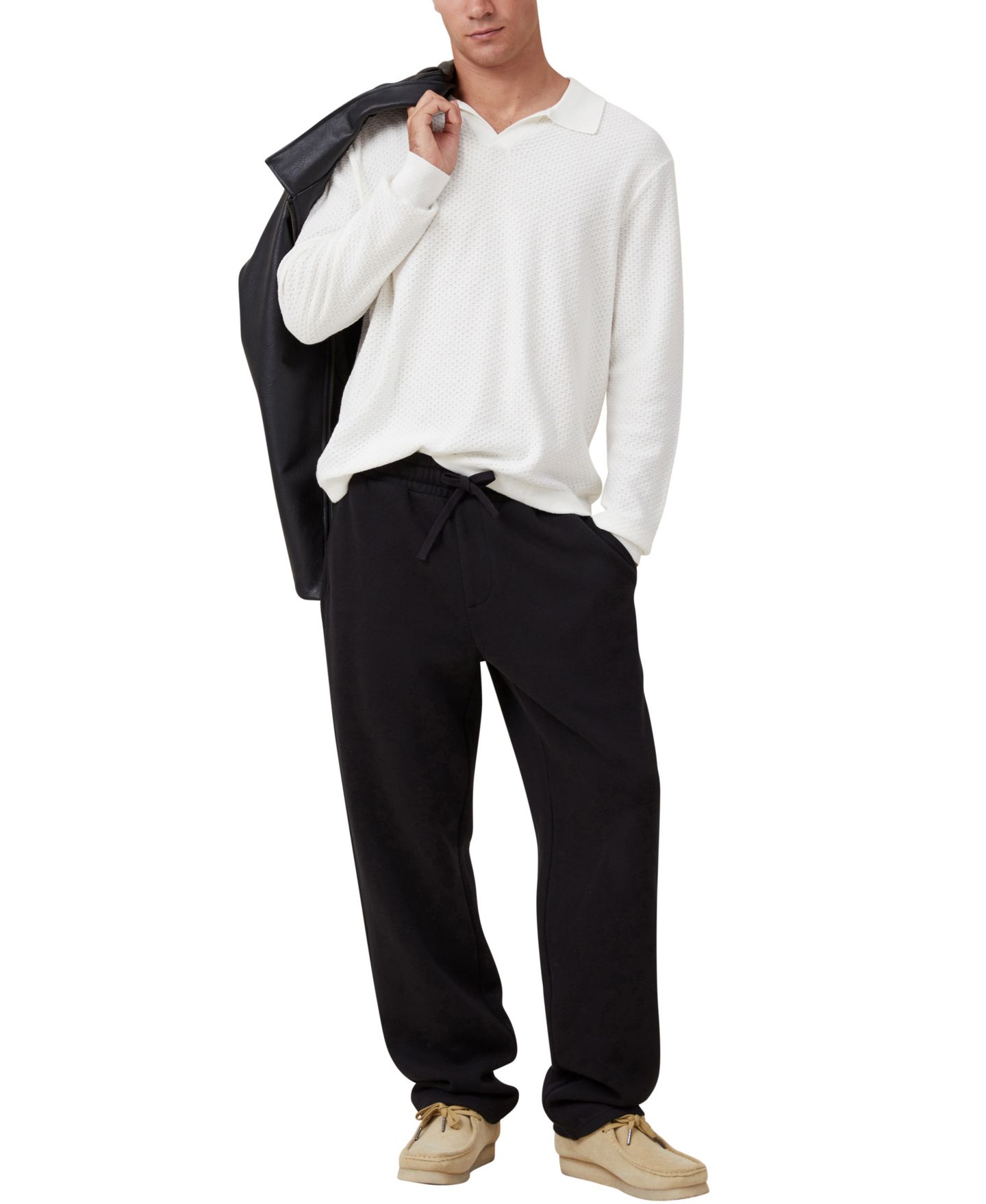 Мужские брюки COTTON ON Relaxed Track Pants, цвет: Чёрный — фото 4