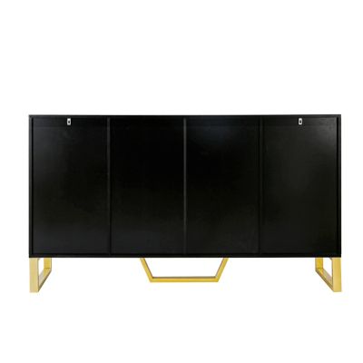 Modern Kitchen Cabinet Sideboard with Doors, Metal Accents, Adjustable Shelves