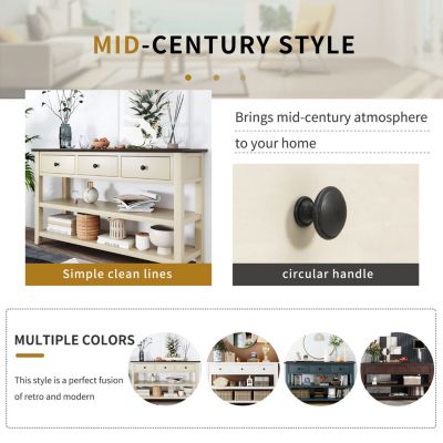 Streamdale Retro Console Table with Open Shelves and Pine Frame