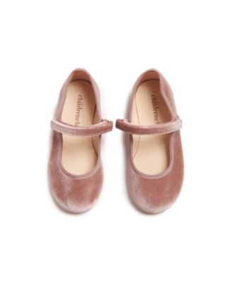 Girls Classic Velvet Mary Janes in Rose