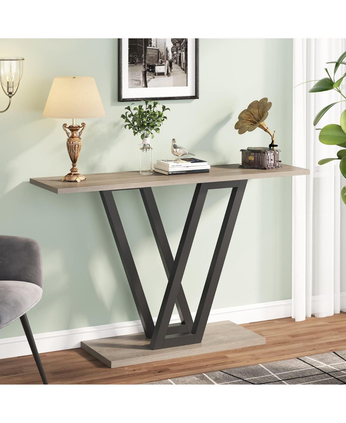 Tribesigns Console Table, Industrial Hallway Table for Entryway, Entryway Tables Narrow Sofa Table for Living Room, Stable Metal Frame & Ea