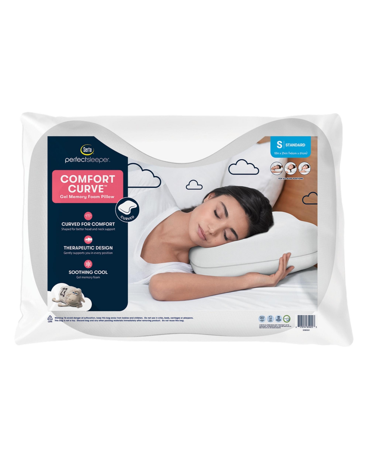 Serta Comfort Curve Refresh Foam Pillow, Standard In White