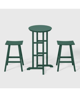 Outdoor Patio Bar Height Table and Bar Stool 3-Piece Dining Set