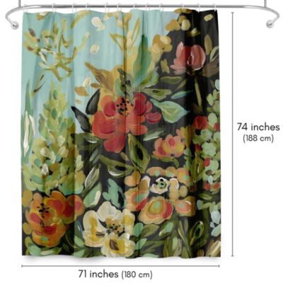 Warm Waves by PI Creative Art Floral Painted Shower Curtain, 71" x 74"