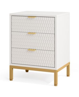 3-Drawer Nightstand, 25.8" Tall Modern Bedside Table, Large Side End Table with Storage Drawers for Bedroom