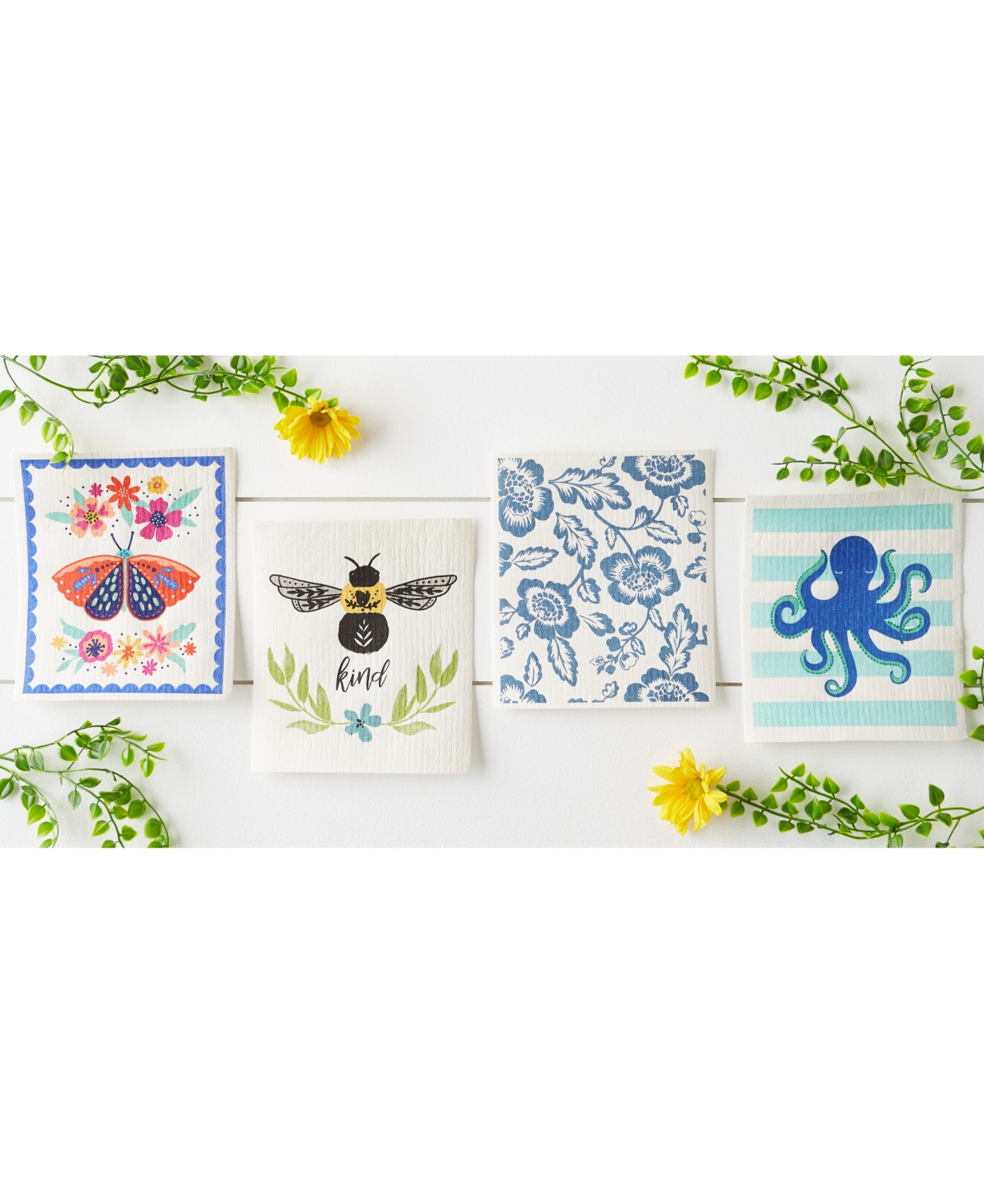 Design Imports Swedish Dishcloths For Kitchen Cleaning, Machine Washable Dishwasher Safe, 7.75 X 6.75", Butterfly F In Butterfly Folk