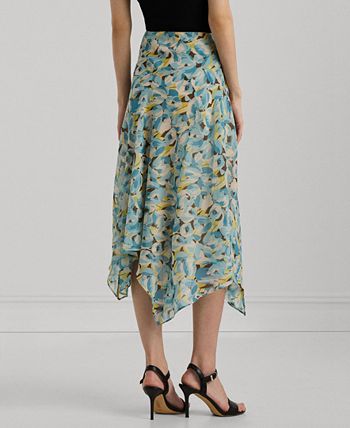 FLORAL LAYERED HANDKERCHIEF MIDI SKIRT
