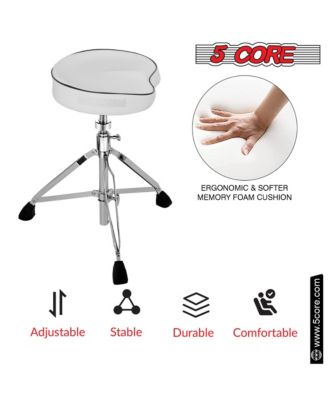 Drum Throne Padded Guitar Stool Swivel Height Adjustable Ergonomic Music Chair For Adults And Kids w Anti Slip Rubber Feet - DS CH WH SDL HD