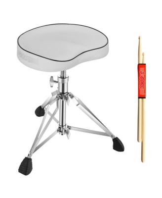 Drum Throne Padded Guitar Stool Swivel Height Adjustable Ergonomic Music Chair For Adults And Kids w Anti Slip Rubber Feet - DS CH WH SDL HD