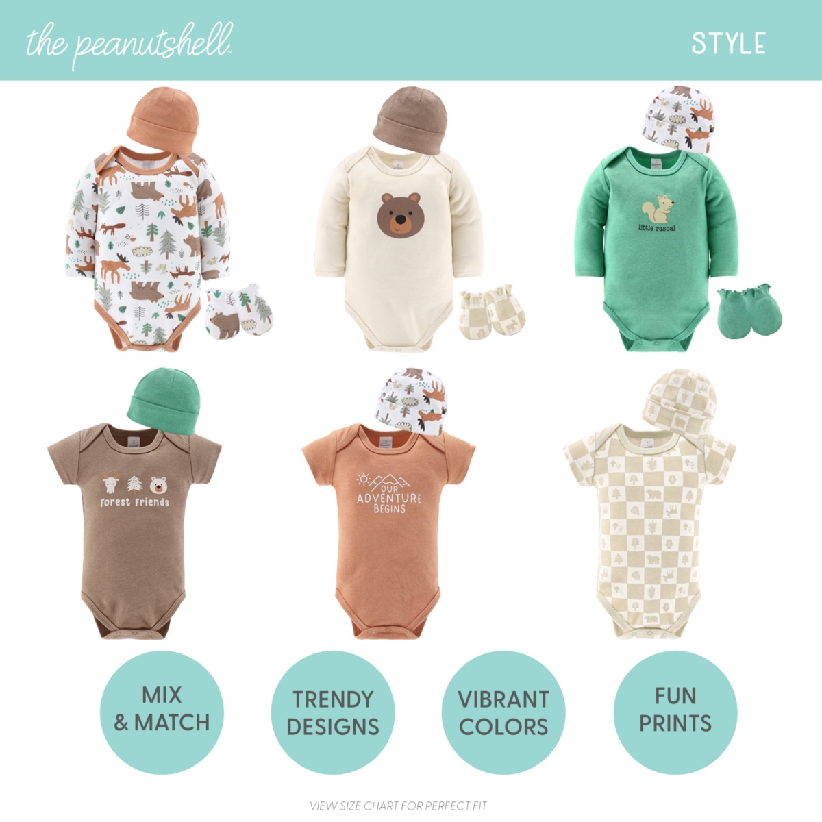 The Peanutshell Baby Boys Layette Gift Set Boys, Woodland Animals, 23 Essential Pieces, 0-3 Months -brown/tan