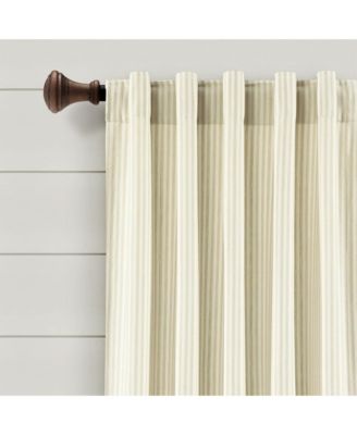 Farmhouse Vintage Stripe Yarn Dyed Cotton Back Tab/Rod Pocket Window Curtain Panels