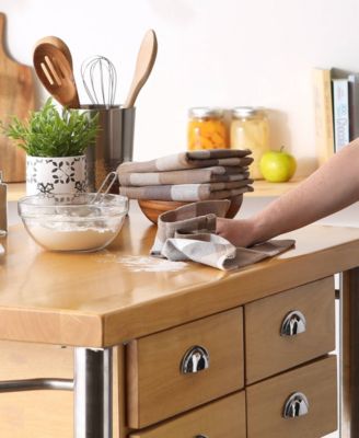 Tri-Color Check Collection Kitchen, Dishcloth Set, Stone, 4 Piece