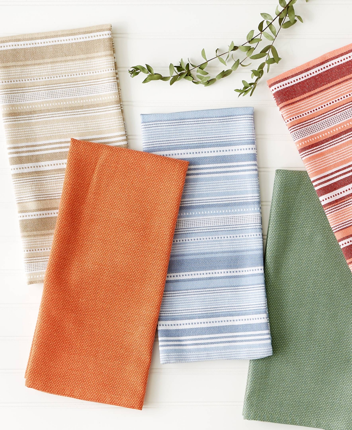 Design Imports Everyday Dishtowel Collection Urban Stripe, 20x30", Artichoke Green, 3 Piece In Artichoke Green