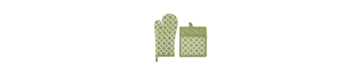Design Imports Lattice Basics Collection Kitchen Essentials, Oven Mitt Potholder Set, Antique Green, 2, Piece In Antique Green