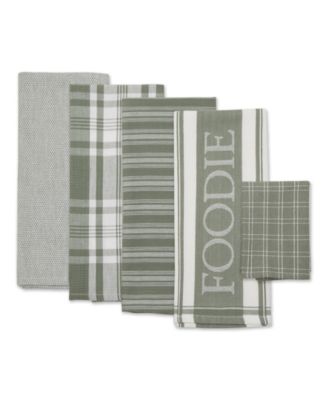 Everyday Collection Foodie Kitchen Set, Dishtowel Dishcloth, Artichoke Green, 5 Piece