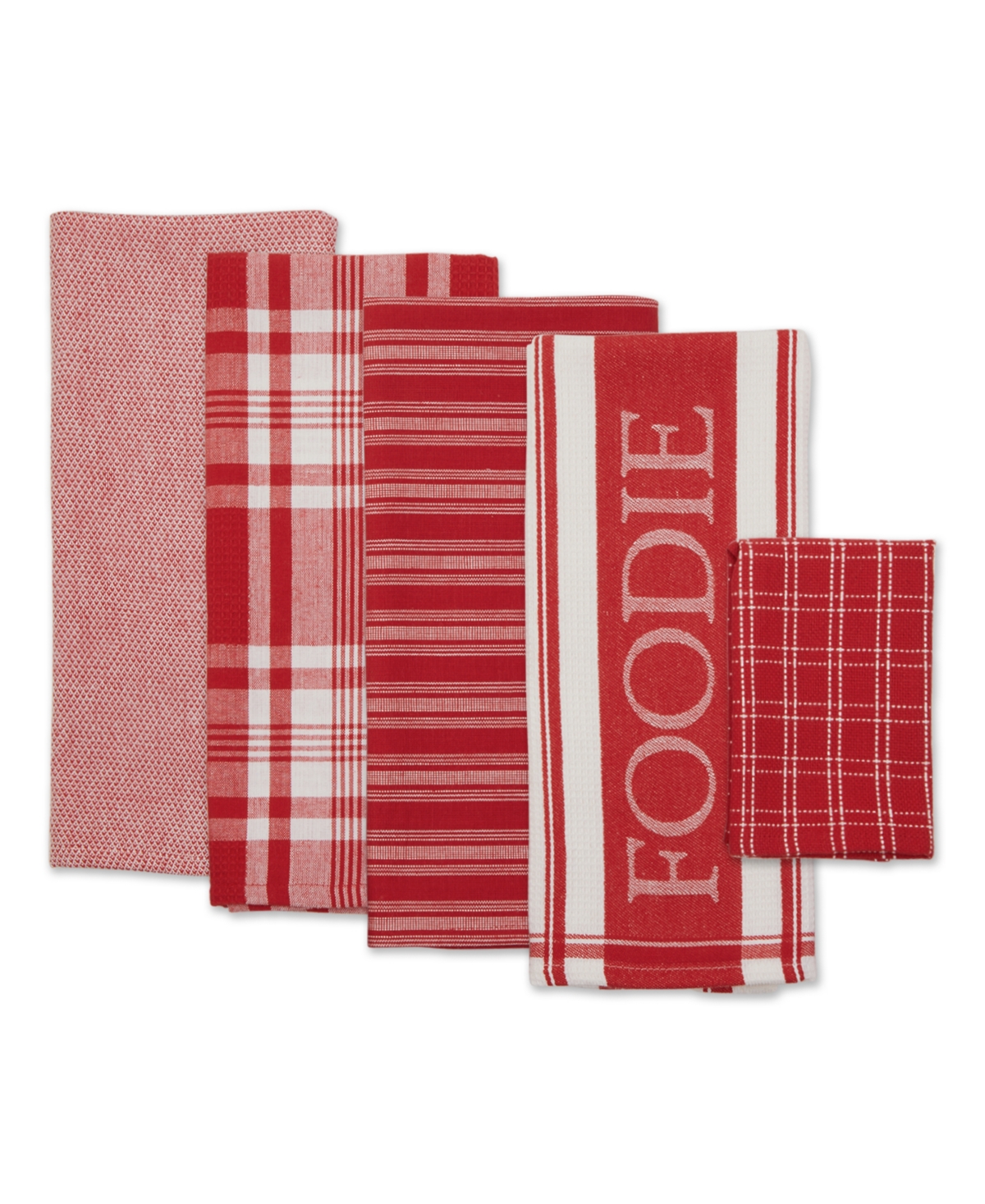 Design Imports Everyday Collection Foodie Kitchen Set, Dishtowel Dishcloth, Red, 5 Piece In Red