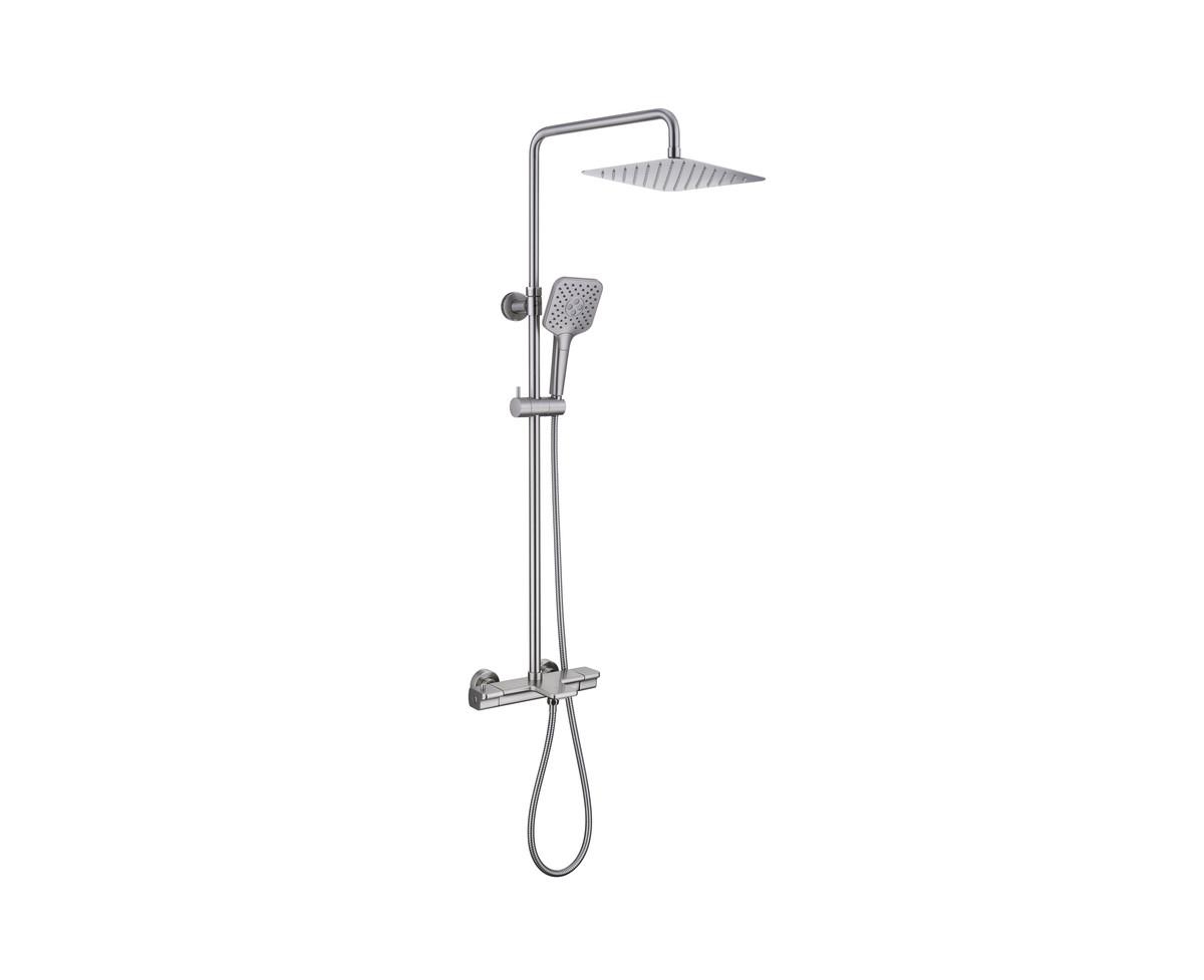 Thermostatic 9.8" Square Shower System with 3 Spray Modes Hand Shower - Brushed nickel