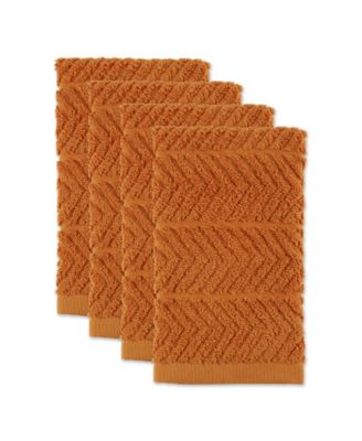 Luxury Bar Mop Collection Chevron Dishtowel Set, 16x19", Pumpkin Spice, 4 Piece
