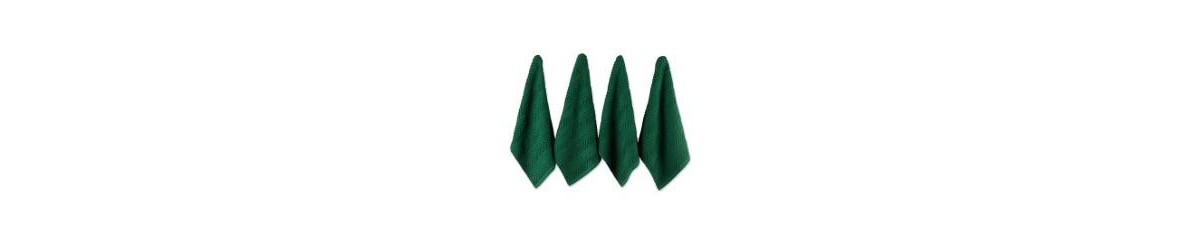Luxury Bar Mop Collection Chevron Dishtowel Set, 16x19", Dark Green, 4 Piece - Dark Green