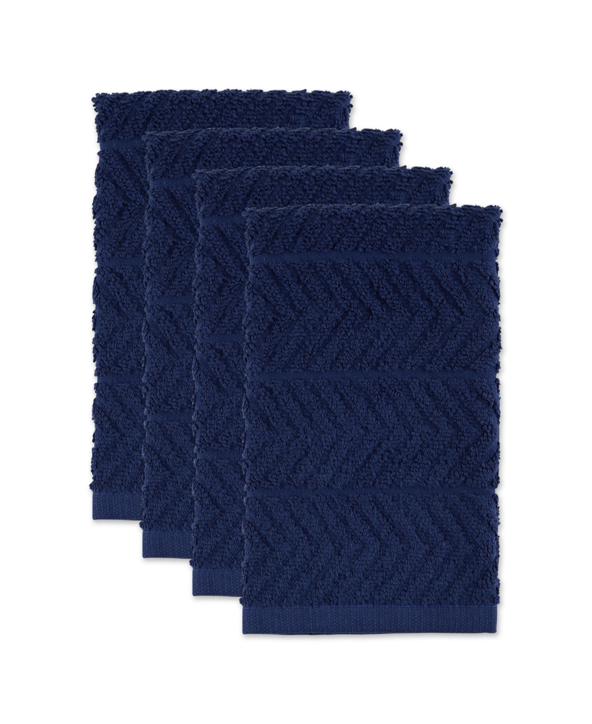Design Imports Luxury Bar Mop Collection Chevron Dishtowel Set, 16x19", Nautical Blue, 4 Piece In Nautical Blue