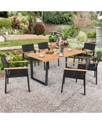Patented 7PCS Patio Garden Dining Set Outdoor Dining Furniture Set w/ Umbrella Hole