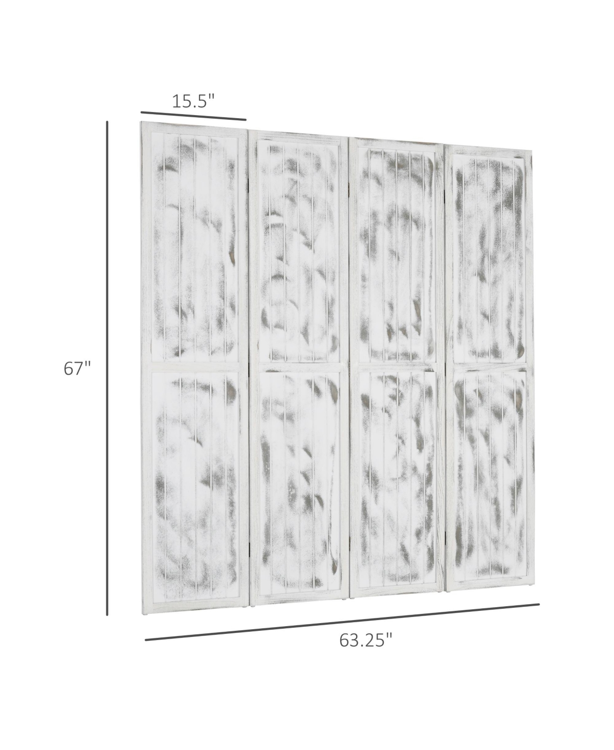 Homcom 5.5 Ft Tall 4-Panel Room Divider, Freestanding Folding Privacy Screen Panels, Partition Wall Divider for Indoor Bedroom Office, Rustic