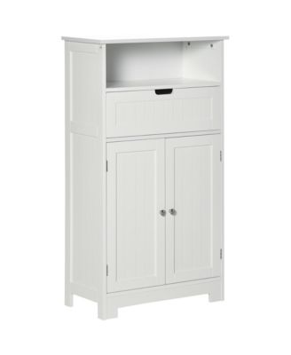 Bathroom Storage Cabinet Freestanding Bathroom Storage Organizer with Drawer and Adjustable Shelf for Living Room, Bedroom or Entryway, White