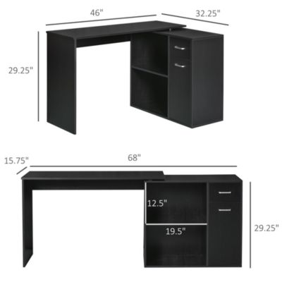 Home Office L-Shaped Corner Desk with Storage Drawer Modern Style