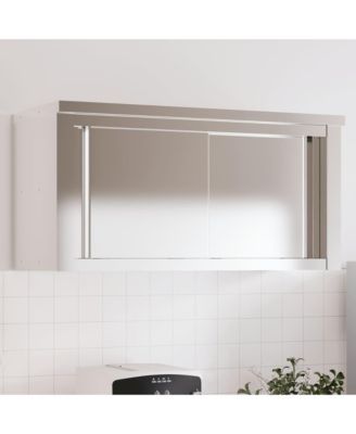 Kitchen Wall Cabinet with Sliding Doors Stainless Steel