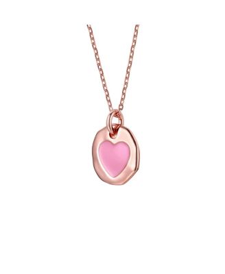 Children's with Colored Heart Enamel Medallion Pendant Necklace