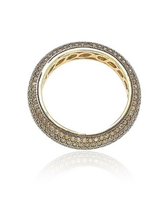 Suzy Levian Sterling Silver Cubic Zirconia Brown Pave Eternity Ring