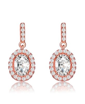 Women's 18K Rose Gold Plated Colored CZ Dangle Earrings